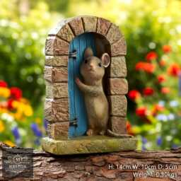 Mouse in Doorway Fairy Door Magical Garden Ornament Decoration Mice Lover Gift - thumbnail 3