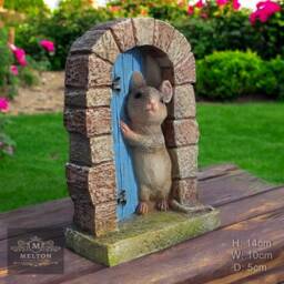 Mouse in Doorway Fairy Door Magical Garden Ornament Decoration Mice Lover Gift - thumbnail 2