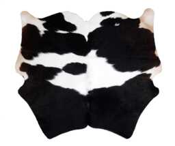 Black & White Cowhide Rug Small Natural Hair-On Leather - 37x35 Inches - thumbnail 1