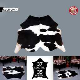 Black & White Cowhide Rug Small Natural Hair-On Leather - 37x35 Inches - thumbnail 2
