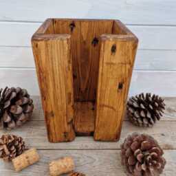 Handcrafted Rustic Reclaimed Wooden Toilet Roll Holder/Freestanding Stand Bathroom Decor Accessory Tidy - thumbnail 4