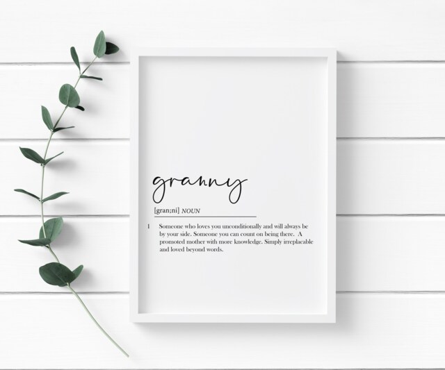 Granny Definition Quote Print, Mothers Day, Statement Poster, Printed Onto 240Gsm White Matte Finish Paper/A5-A3 Paper Sized Available - image 1