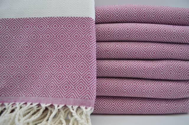 "Violet Color Towel, Turkish Bath Towel, Diamond Towel, Peshtemal, 38""x70" - image 1