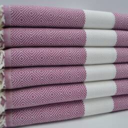 "Violet Color Towel, Turkish Bath Towel, Diamond Towel, Peshtemal, 38""x70" - thumbnail 3