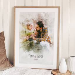 Fathers Day Gifts, Custom Portrait, Family Portrait From Photo, Personalised Painting, First Father's Day Gift, Gift For Dad - thumbnail 1