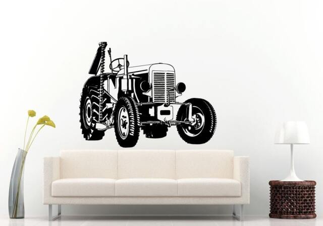 Tractor Trailer Big Tires Farmer Vehicle Work Boys Room Kids Children Toddler Wall Decal Vinyl Sticker Mural Decor L1100 - image 1
