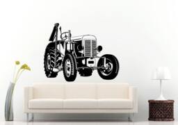 Tractor Trailer Big Tires Farmer Vehicle Work Boys Room Kids Children Toddler Wall Decal Vinyl Sticker Mural Decor L1100 - thumbnail 1