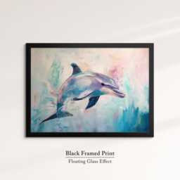 Dolphin Abstract Oil Painting Framed Print & Canvas Large Sizes Wall Art Poster Animal Home Decor Interior Gift Idea - thumbnail 2