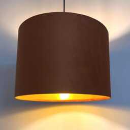 Burnt Orange Velvet Drum Lampshade/ Ceiling Shade With A Metallic Gold Lining, Bright Brushed Lining - thumbnail 3