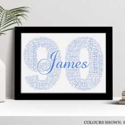 Personalised 90Th Word Art Print, Birthday Gift, Custom Wall Framed Picture, Present For Him, Her, Men, Women Nl - thumbnail 2