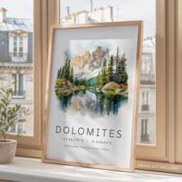 Dolomites Travel Poster, Italy Print, Italian Alps, Travel, Gifts, Wall Prints, Decor - thumbnail 3
