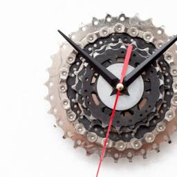 steampunk Wall Clock, Clock Made Out Of Recycled Bicycle Gears & Sprockets, Unique Modern Unusual Art, Gift Idea For Him - thumbnail 2