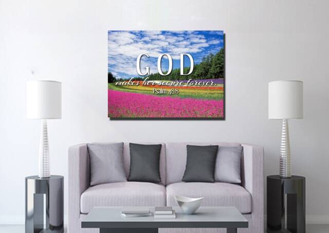 Psalm 488 God Makes Her Secure Forever Bible Verse Wall Art Canvas Scripture Home Decor Religious Framed Painting Gifts - image 1
