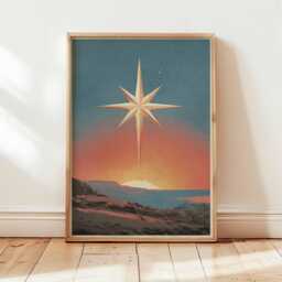 star Poster, Celestial Wall Art, Modern Night Sky Print, Cosmic Landscape Illustration, Spiritual Artwork For Home Or Meditation Space - thumbnail 2
