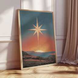 star Poster, Celestial Wall Art, Modern Night Sky Print, Cosmic Landscape Illustration, Spiritual Artwork For Home Or Meditation Space - thumbnail 3