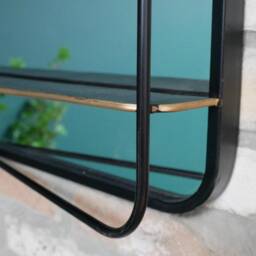 Industrial Black Metal Wall Mirror With Copper Shelf - thumbnail 2