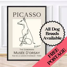 Picasso Style Doberman Wall Art Print, Luxury Art, Gifts, Framed Print - thumbnail 1