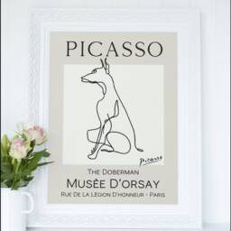 Picasso Style Doberman Wall Art Print, Luxury Art, Gifts, Framed Print - thumbnail 3