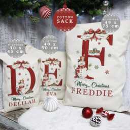Personalised Santa Sack For Kids X-Large - Christmas Eve Present Bag Children Laser Engraved Wooden Gift Tag Xmas Stocking - thumbnail 3