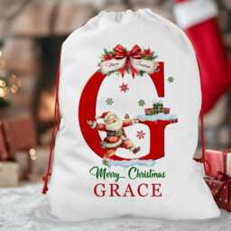 Personalised Santa Sack For Kids X-Large - Christmas Eve Present Bag Children Laser Engraved Wooden Gift Tag Xmas Stocking - thumbnail 4
