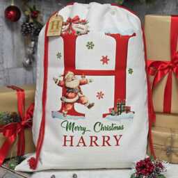 Personalised Santa Sack For Kids X-Large - Christmas Eve Present Bag Children Laser Engraved Wooden Gift Tag Xmas Stocking - thumbnail 2
