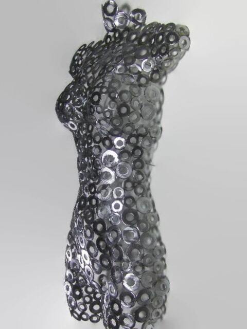 Abstract Metal Torso Wall Art Sculpture By Holly Lentz - image 1