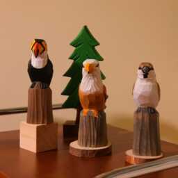 Handmade Wooden Bird Figurine, Bookshelf Decor, Hand Crafted Birds, Lover Gift, Artisan Animal Toucan, Bald Eagle, Sparrow - thumbnail 3