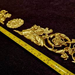 Large Gilt Gold Or White French Empire Style Onlay Applique Sphinx Griffin Decorative Wall Furniture Moulding Pediment Plastic Decoration - thumbnail 3