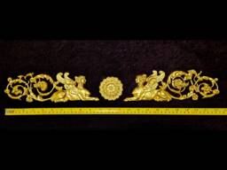 Large Gilt Gold Or White French Empire Style Onlay Applique Sphinx Griffin Decorative Wall Furniture Moulding Pediment Plastic Decoration - thumbnail 1