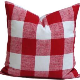 Christmas Pillow Cover, Farmhouse Decor, Covers, Red Plaid All Sizes Incl Euro Shams - thumbnail 2