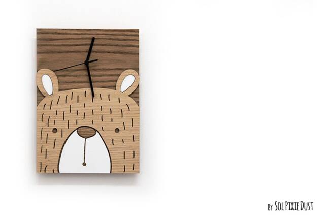 Cute Teddy - Wooden & Acrylic Wall Clock Kids Nursery Room Teens Baby - image 1