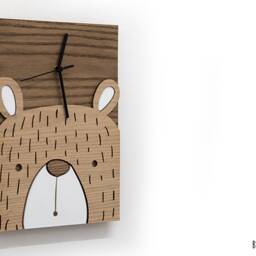 Cute Teddy - Wooden & Acrylic Wall Clock Kids Nursery Room Teens Baby - thumbnail 3