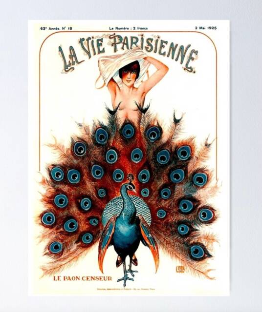 La Vie Parisienne Magazine Print, French Vintage Paris Print