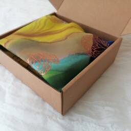 Flowers Painting On Silk Sun The Sky Grass Smell Original Artwork Exclusive Gift Hand Painted Silk Home Decor 35x35 Inches - thumbnail 3