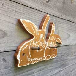 Handmade Animal Wall Hook Reclaimed Wood Bunny, Rooster, Squirrel - thumbnail 4
