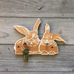 Handmade Animal Wall Hook Reclaimed Wood Bunny, Rooster, Squirrel - thumbnail 2