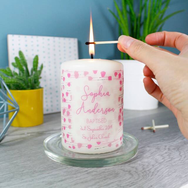 Christening Candle - Naming Day Gift Baptism Personalised New Born - image 1