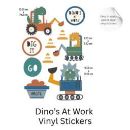Dinosaur Construction Wall Stickers - Dino Digger Vinyl Decals, Kids Room Decor, Nursery Stickers, Boys Playroom Decor - thumbnail 3