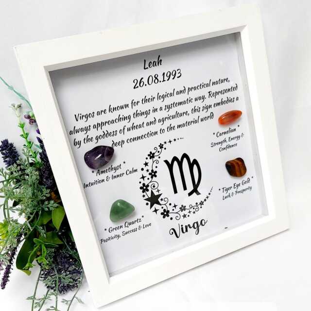 Personalised Virgo Zodiac Crystal Picture Frame, Astrology Decor, UK Seller - image 1