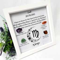 Personalised Virgo Zodiac Crystal Picture Frame, Astrology Decor, UK Seller