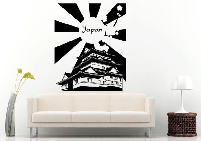 Pagoda Chinese Japanese Asian Eastern Architecture Building House Sun Sunset Wall Decal Vinyl Sticker Mural Room Decor L1122 - image 1
