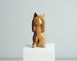 Wooden Cat Sculpture, Animal Statue, Wood Carving, Handcrafted, Unique Figurine, Livingroom Decor, Tabletop Best Friend Gift - thumbnail 1