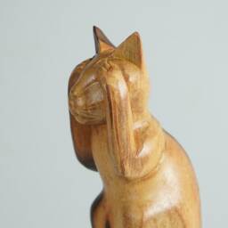 Wooden Cat Sculpture, Animal Statue, Wood Carving, Handcrafted, Unique Figurine, Livingroom Decor, Tabletop Best Friend Gift - thumbnail 4