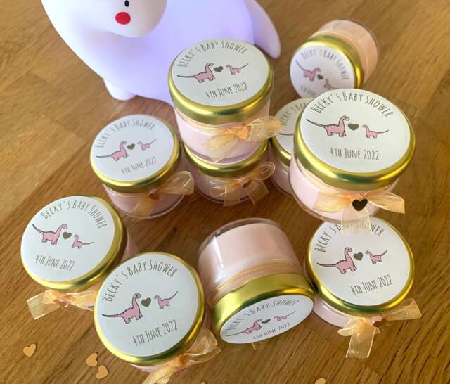 Baby Sprinkle Dinosaur Favours - Personalised Eco Soy Wax Mini Candles - image 1