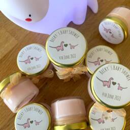Baby Sprinkle Dinosaur Favours - Personalised Eco Soy Wax Mini Candles - thumbnail 3