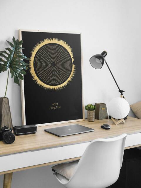 Custom Sound Wave Art Print, Personalised & Song Lyrics, Wedding Gift For Him, Her On Print Or Canvas - Non Metallic - image 1
