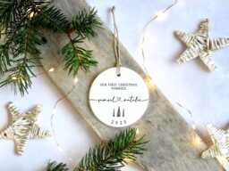 Personalised First Christmas Married Ornament - Custom Wedding Gift For Couple Names Tree Decoration Keepsake Bauble - thumbnail 1