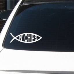 Fish N' Chips Fish & Chips Car Truck Wall Vinyl Decal Pick A Size & Color For Car Truck Computer Ipad Or Whatever - thumbnail 2