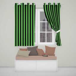 Green Black Wavy Stripe Abstract Seamless Pattern Readymade Eyelet Ring Top Thermal 100% Blackout Curtains - thumbnail 1