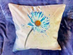 Single Blue Flower Print Decor Pillow Cover - thumbnail 1